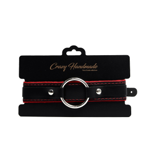 Ошейник с мягкой красной подкладкой "Crazy Handmade" кожа